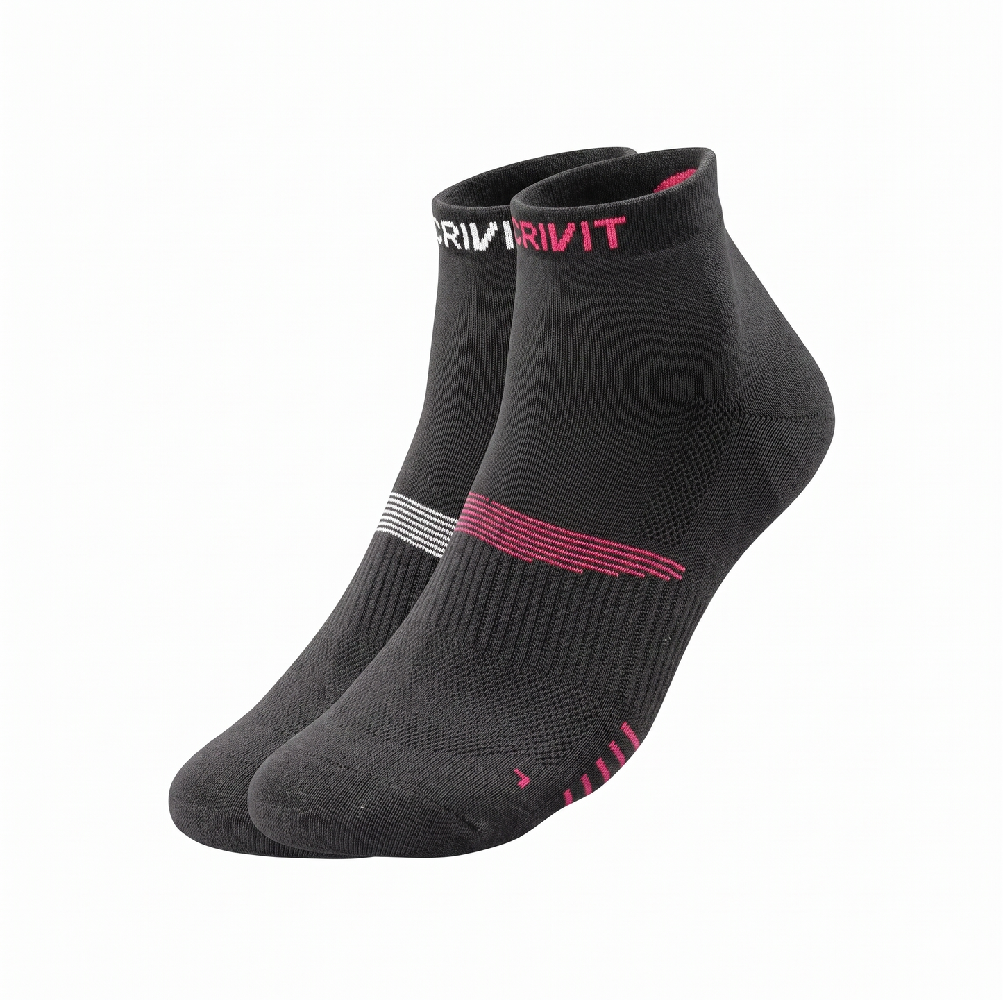 CRIVIT Women's Sports Socks, 2 Pairs (Black/Coral)