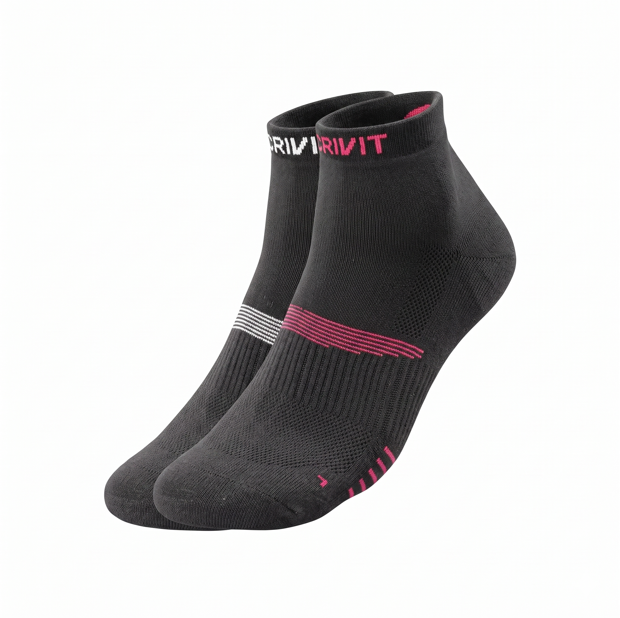 CRIVIT Women's Sports Socks, 2 Pairs (Black/Coral)