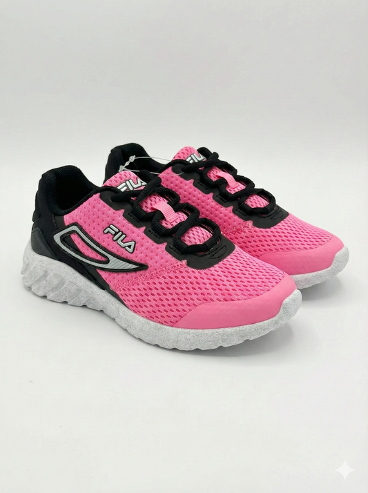 Fila Girl's Pink & Black Mesh Athletic Sneakers