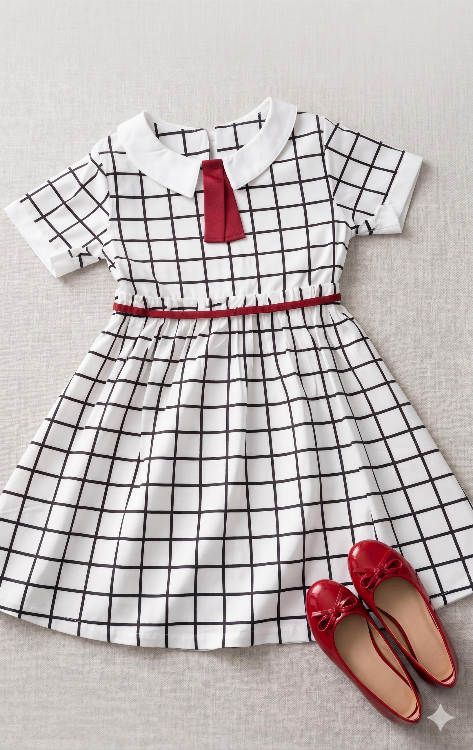 Patpat Classic Grid-Pattern Girl's Dress