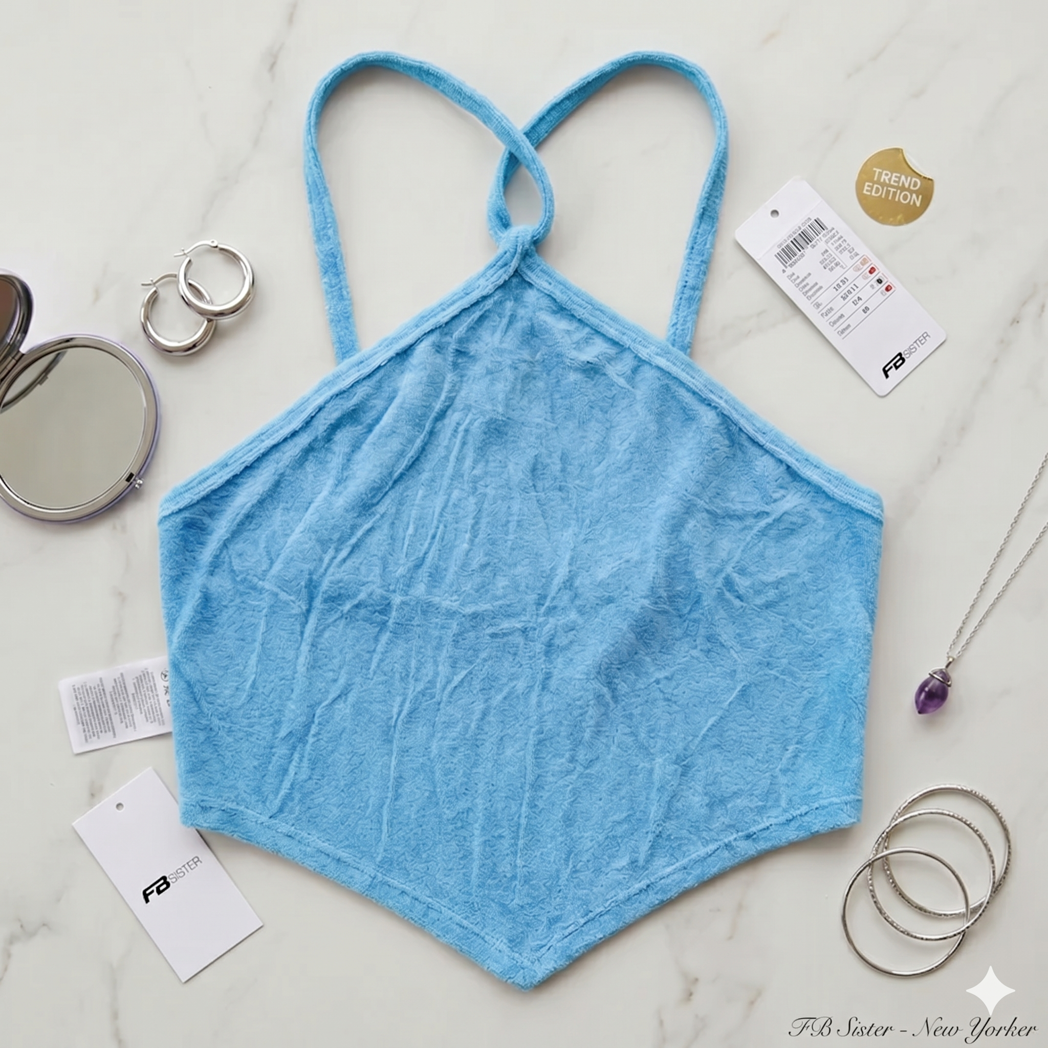 FB Sister Terry Cloth Bandana Halter Top