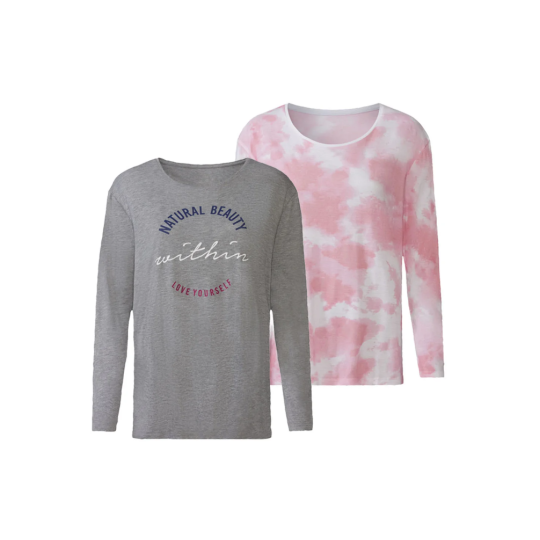 ESMARA Women’s Longsleeve Tops, 2 pcs (grey/pink)