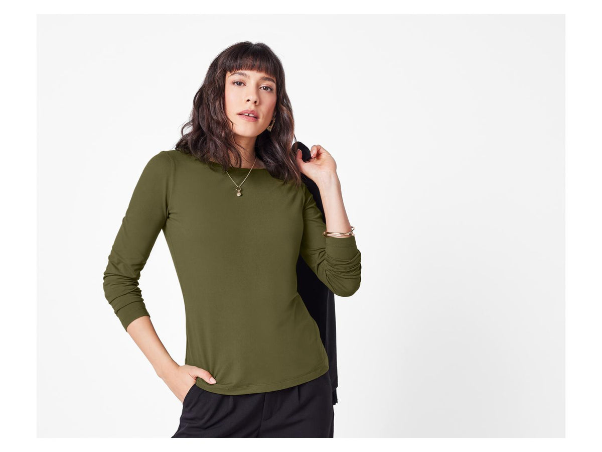 ESMARA Women’s Long sleeves T-Shirt (Olive green)