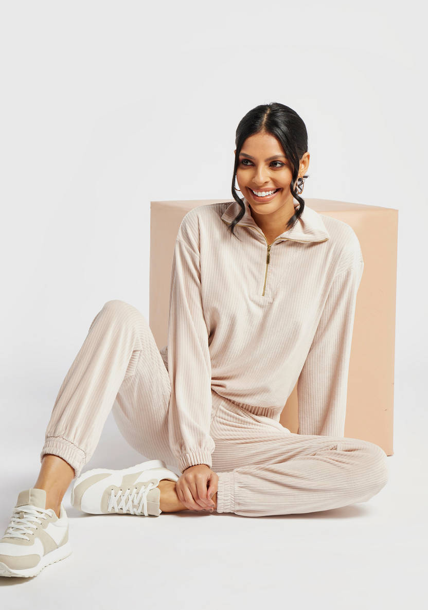 Women’s Half-Zip Ribbed Velvet Sweatshirt