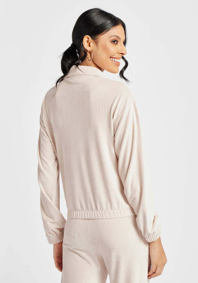 Women’s Half-Zip Ribbed Velvet Sweatshirt