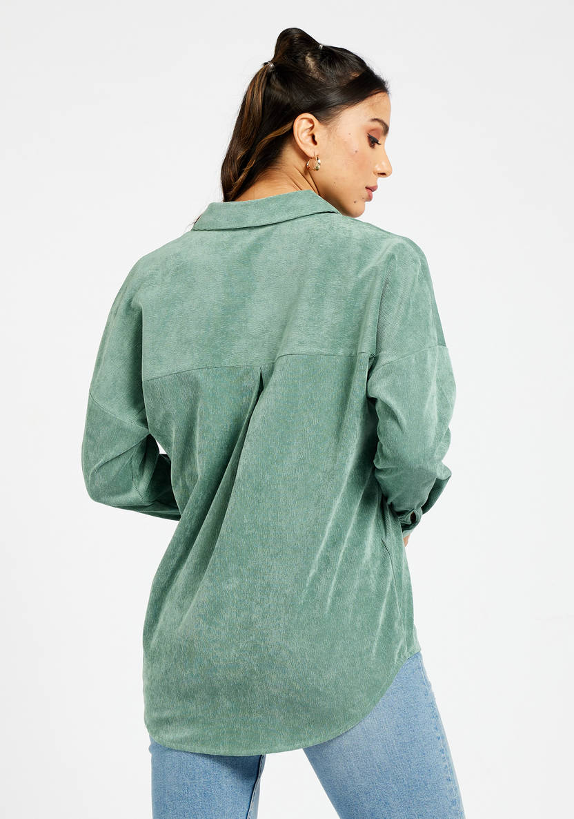 Women’s Ribbed Velour Shirt (Green)