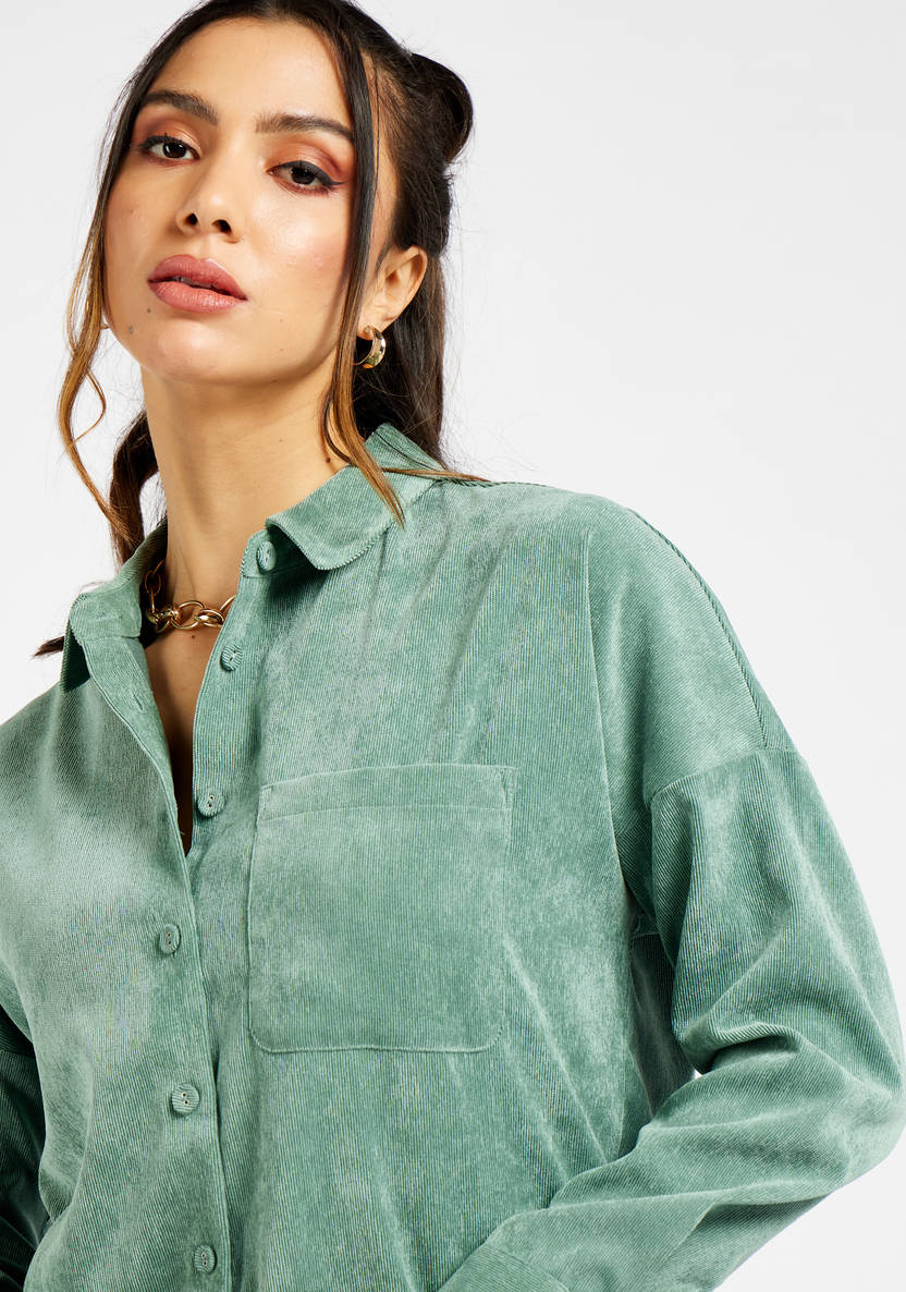 Women’s Ribbed Velour Shirt (Green)