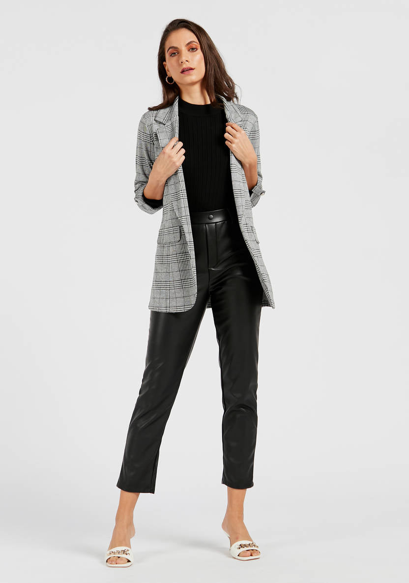 Women’s Check Blazer - grey (3/4 sleeves)