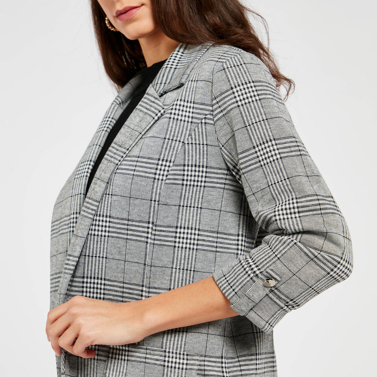 Women’s Check Blazer - grey (3/4 sleeves)