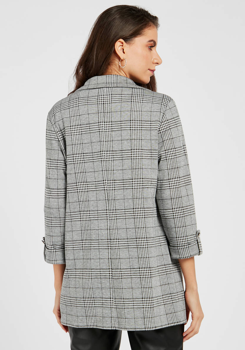 Women’s Check Blazer - grey (3/4 sleeves)