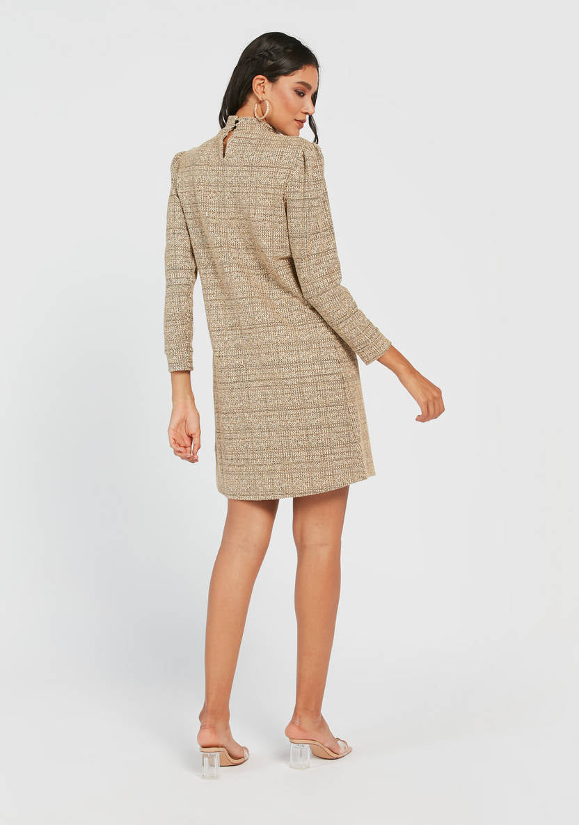 Women’s High-neck Textured Shift Dress