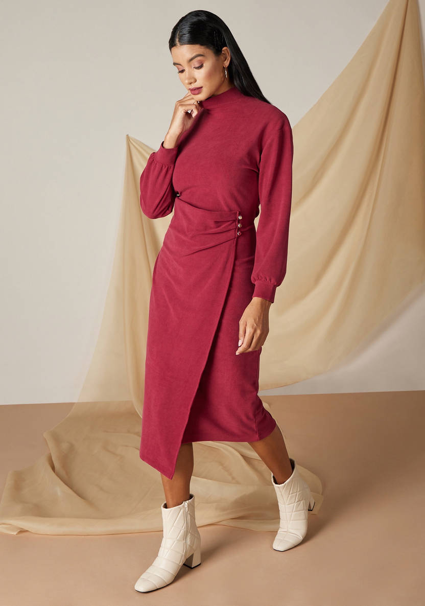 Women’s Ribbed Velour Midi-Dress