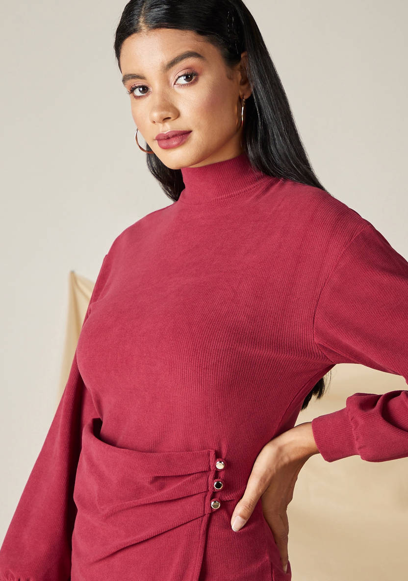 Women’s Ribbed Velour Midi-Dress