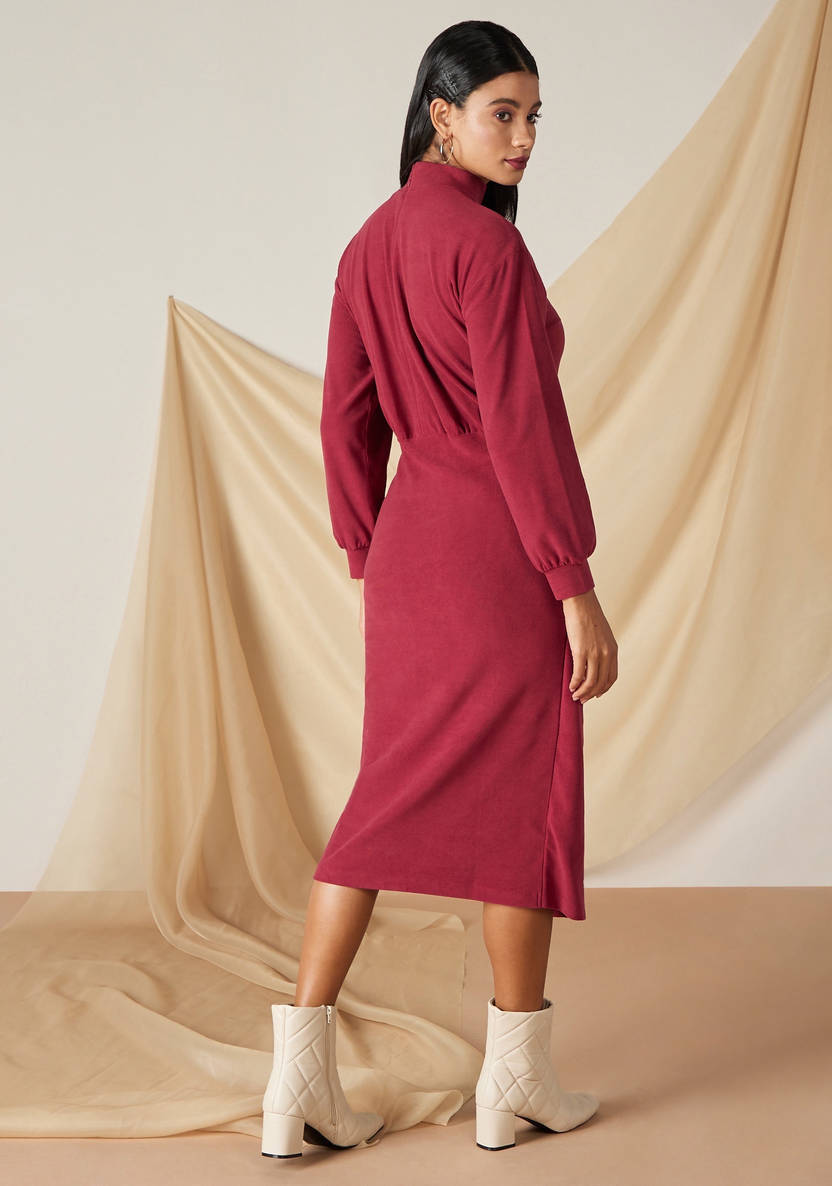 Women’s Ribbed Velour Midi-Dress