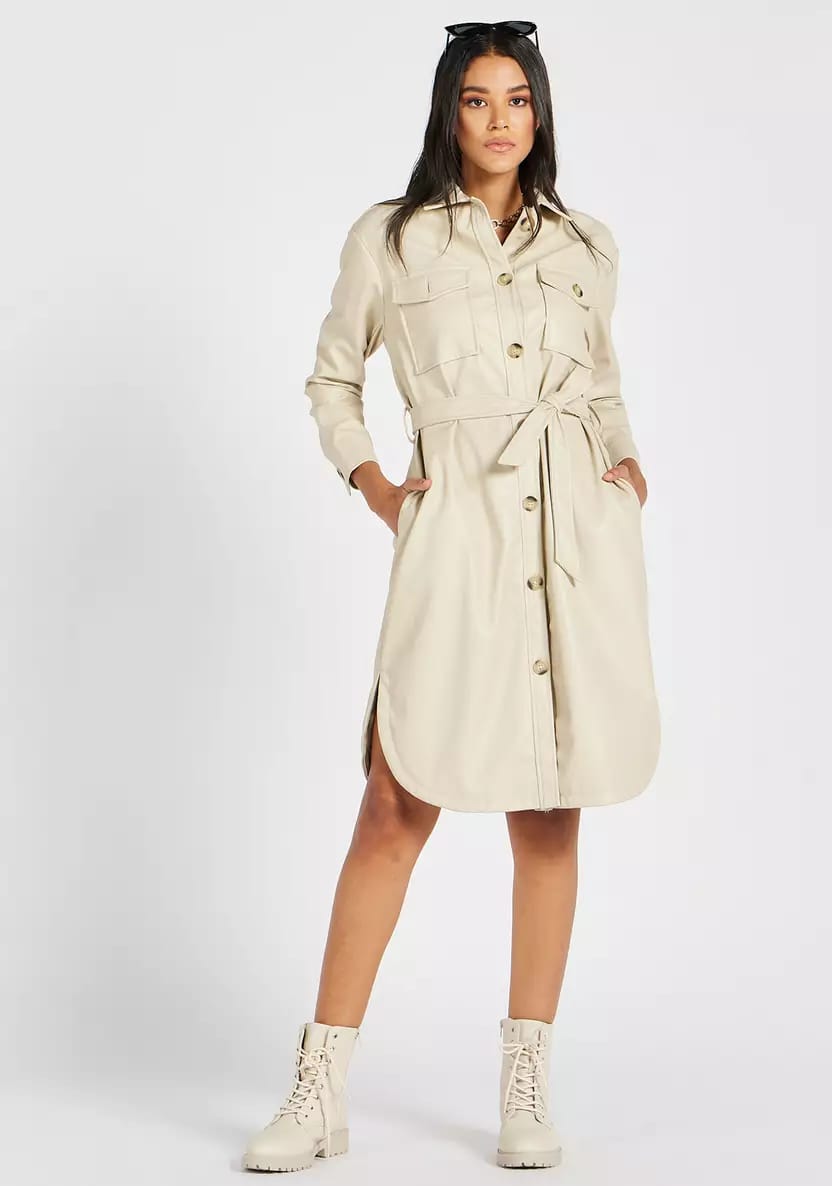 Women’s Faux-Leather Midi Dress