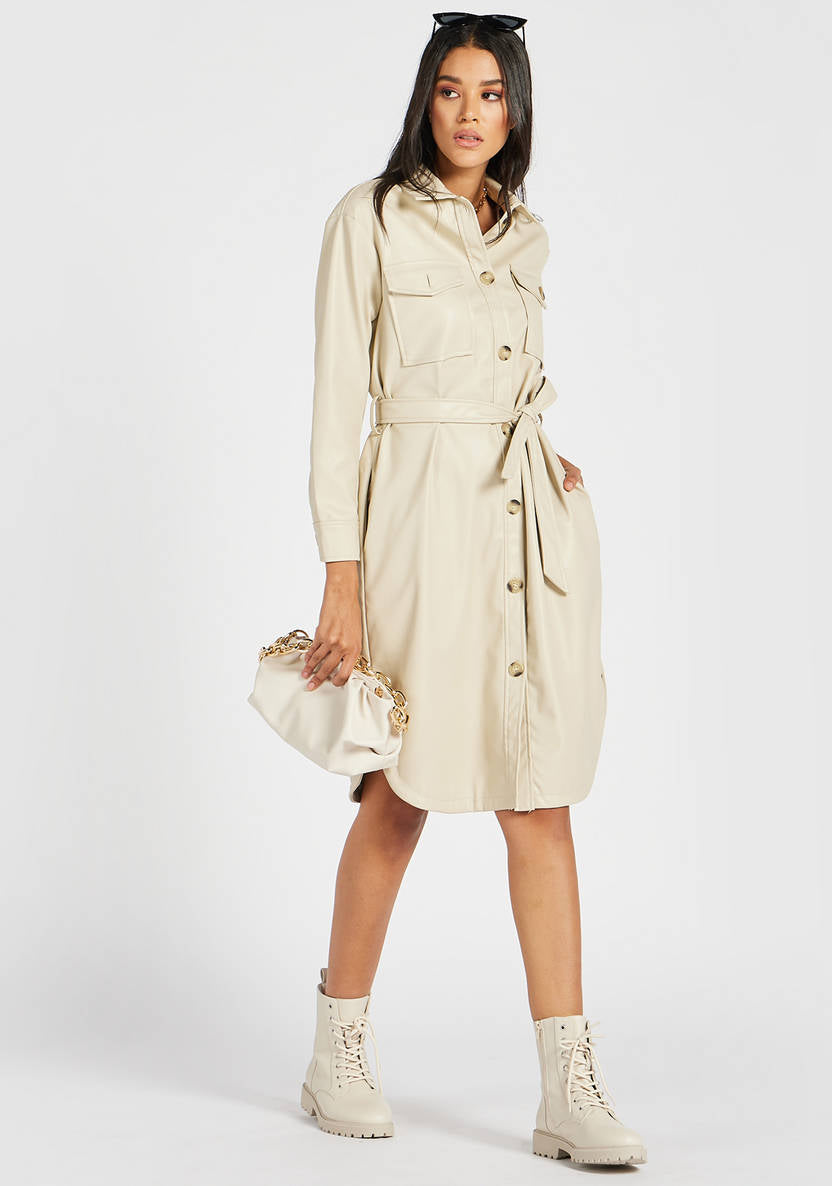 Women’s Faux-Leather Midi Dress