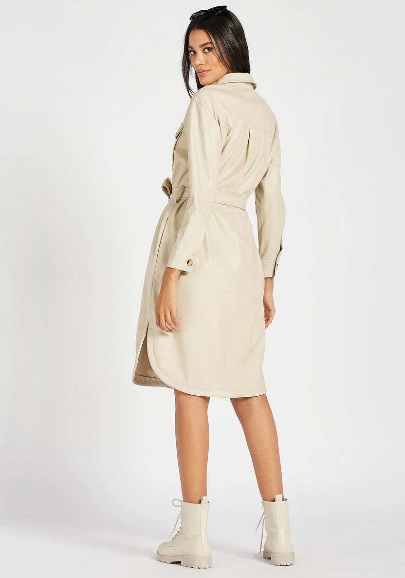 Women’s Faux-Leather Midi Dress