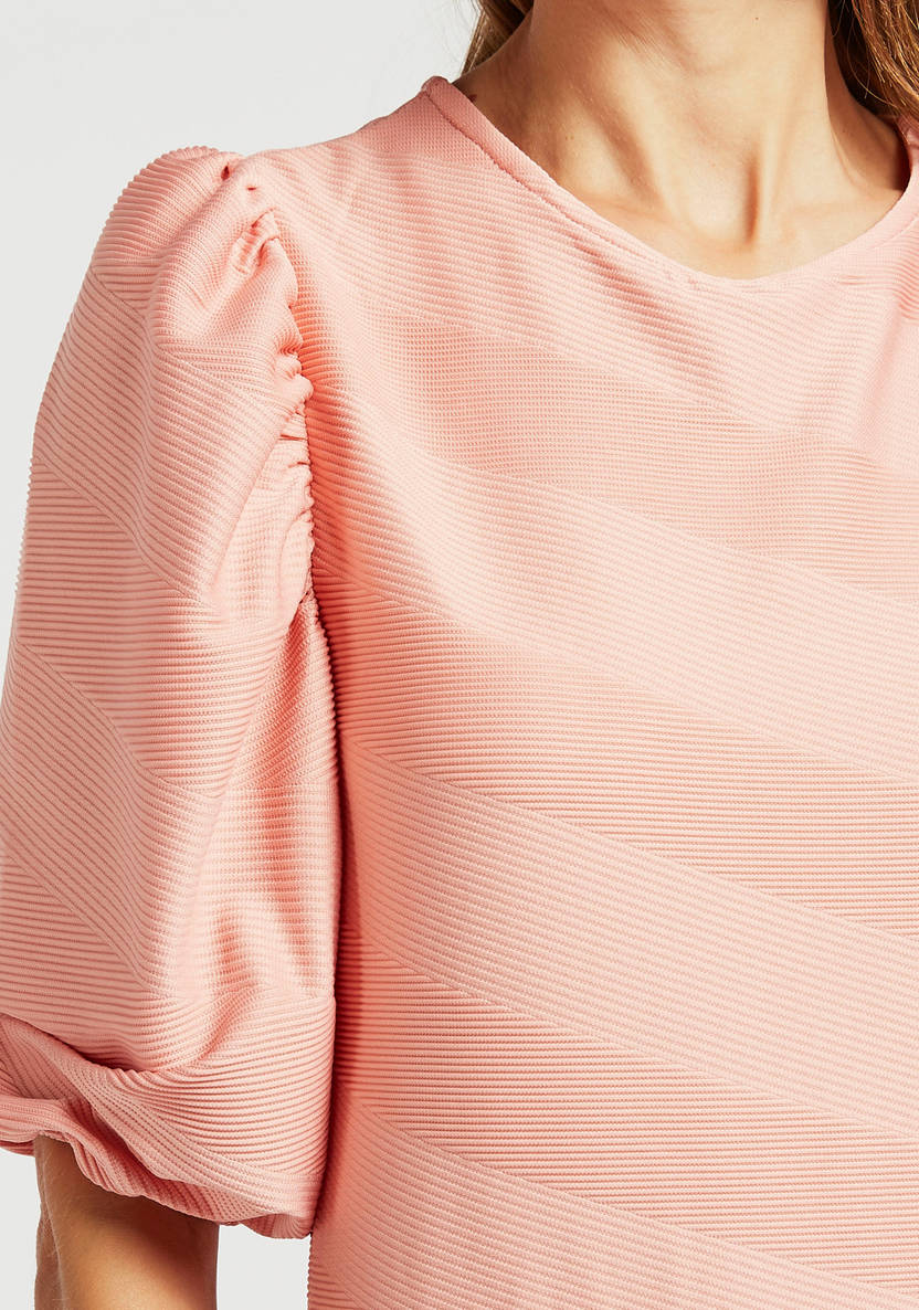 Max Women’s Textured Dress with puff sleeves
