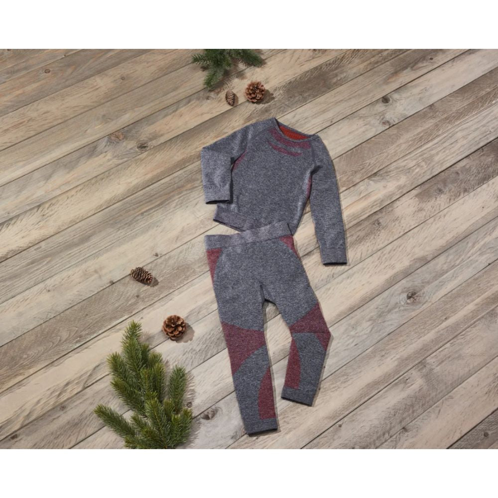 KUNIBOO Kids’ Seamless Base Layer Set, 2 pcs (red/grey)