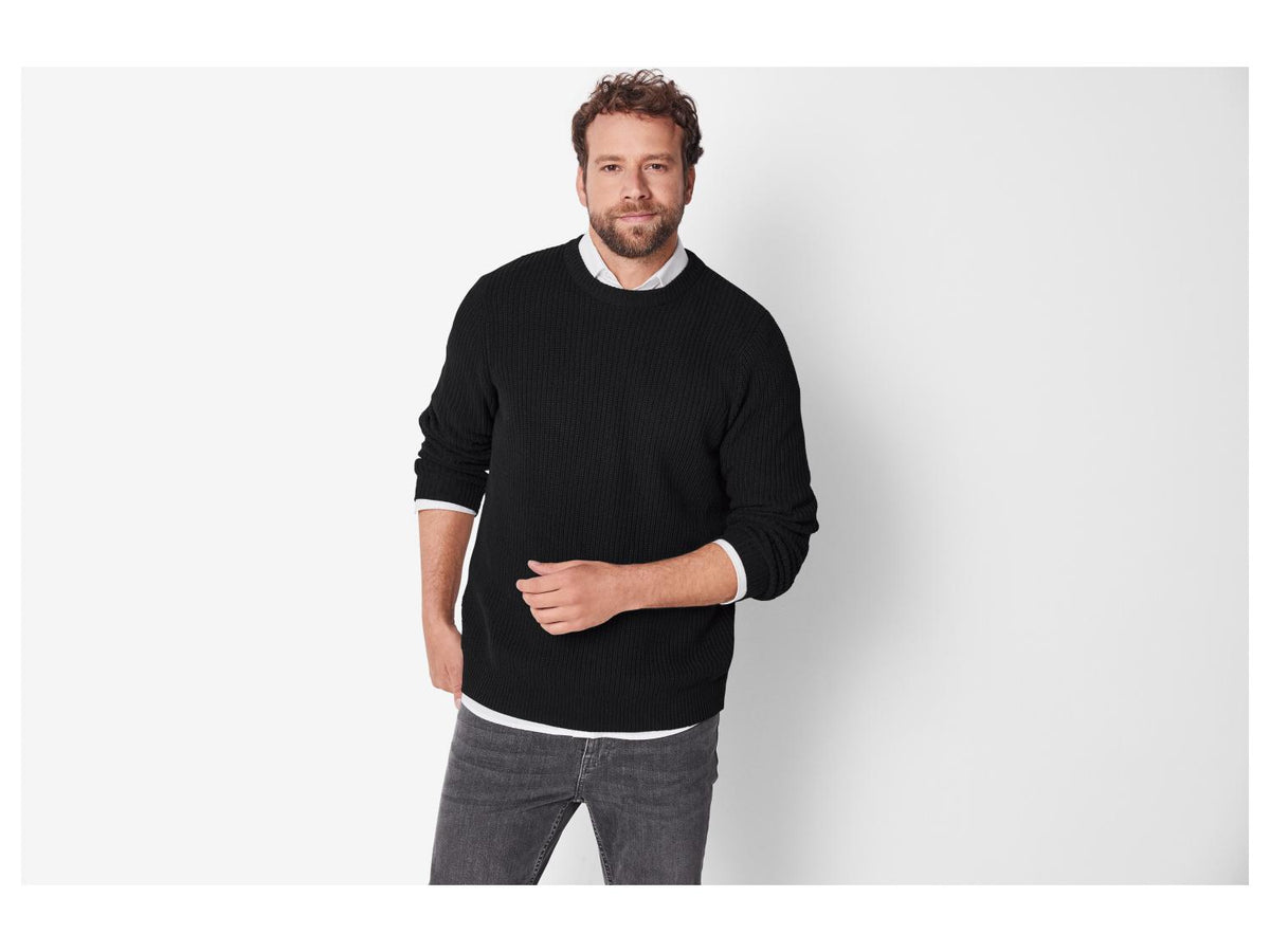 Men’s Chunky Knitted Jumper (Black) - Esmara men