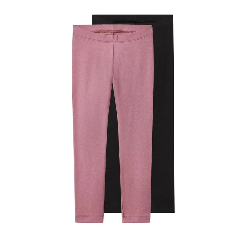LUPILU Girls’ Cotton Leggings, 2 pcs (Pink/black)