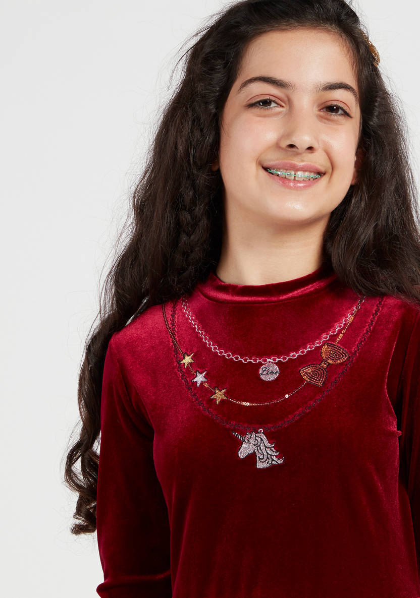 Max Girls’ High-neck Velour Dress