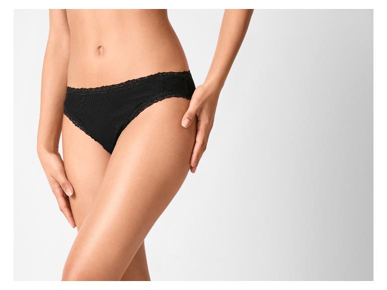 ESMARA Women’s Ribbed Briefs With Lace, 5 pcs (Black)