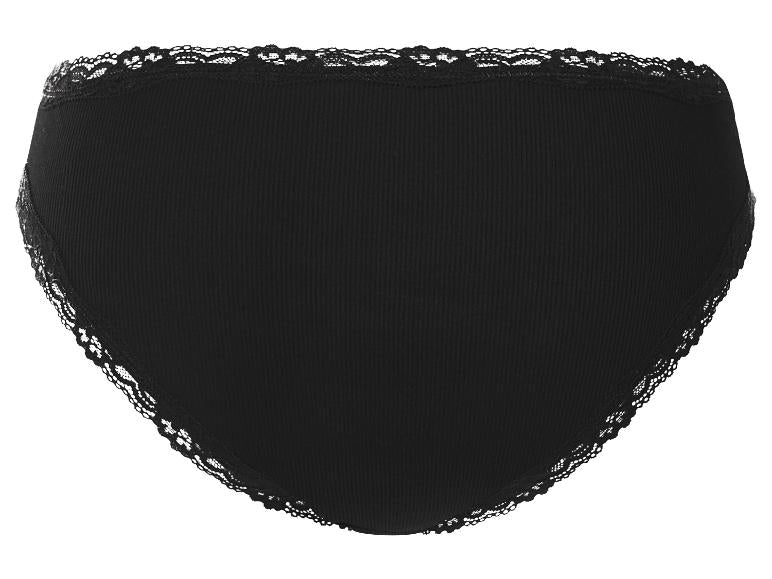 ESMARA Women’s Ribbed Briefs With Lace, 5 pcs (Black)