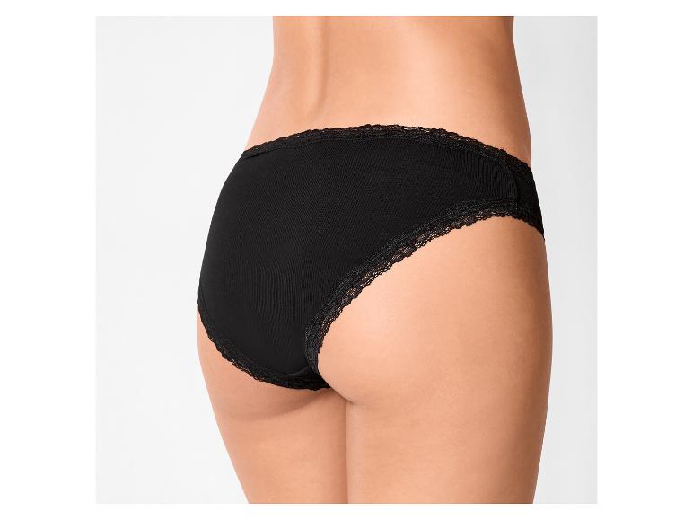 ESMARA Women’s Ribbed Briefs With Lace, 5 pcs (Black)
