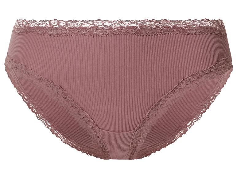 ESMARA Women’s Ribbed Briefs with Lace, 5 pcs  (pink/white)