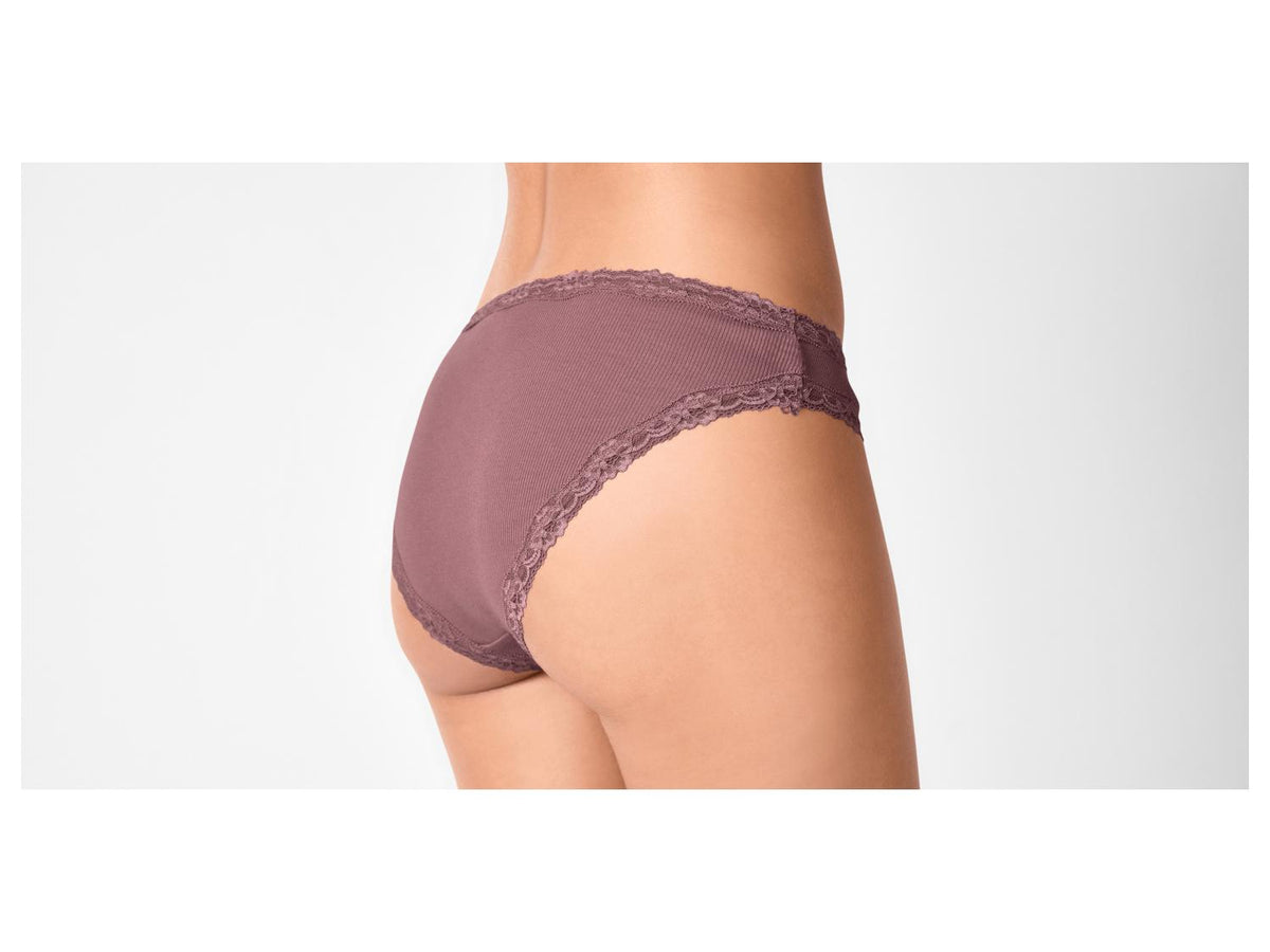 ESMARA Women’s Ribbed Briefs with Lace, 5 pcs  (pink/white)