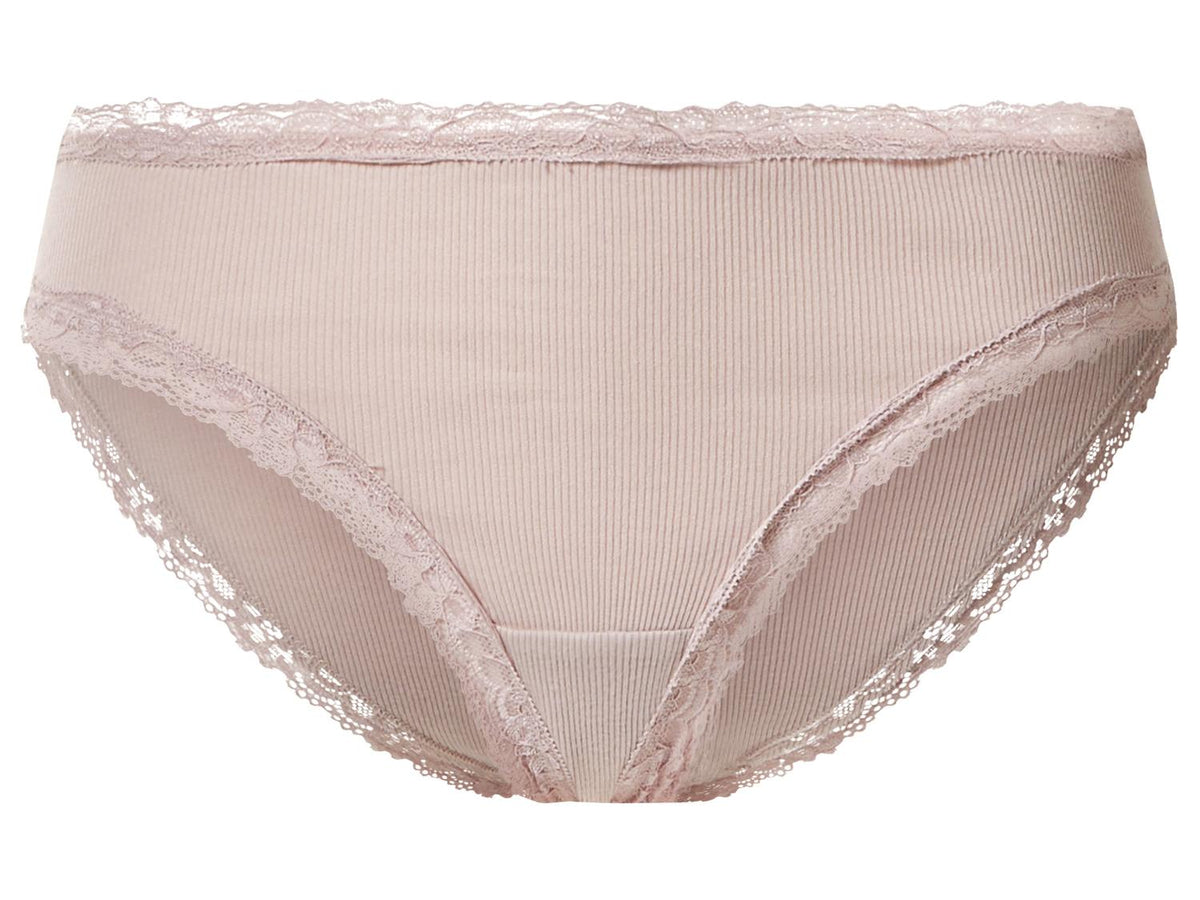 ESMARA Women’s Ribbed Briefs with Lace, 5 pcs  (pink/white)