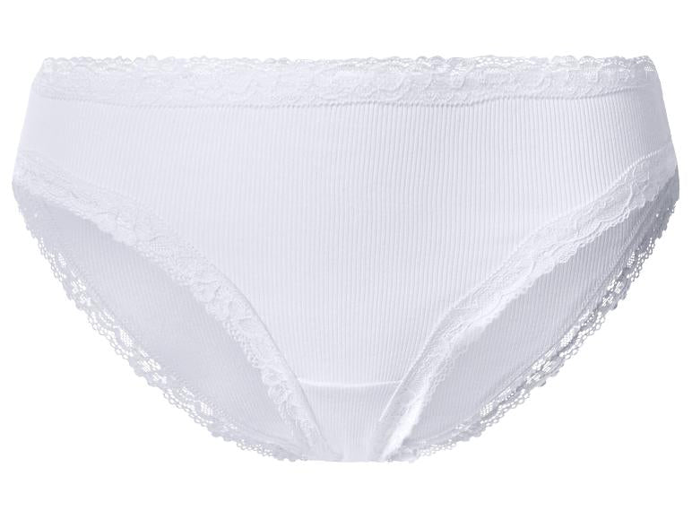 ESMARA Women’s Ribbed Briefs with Lace, 5 pcs  (pink/white)
