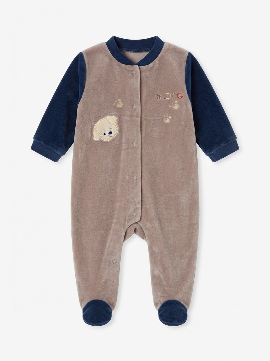Baby Boys’ Longsleeved Velour Overalls