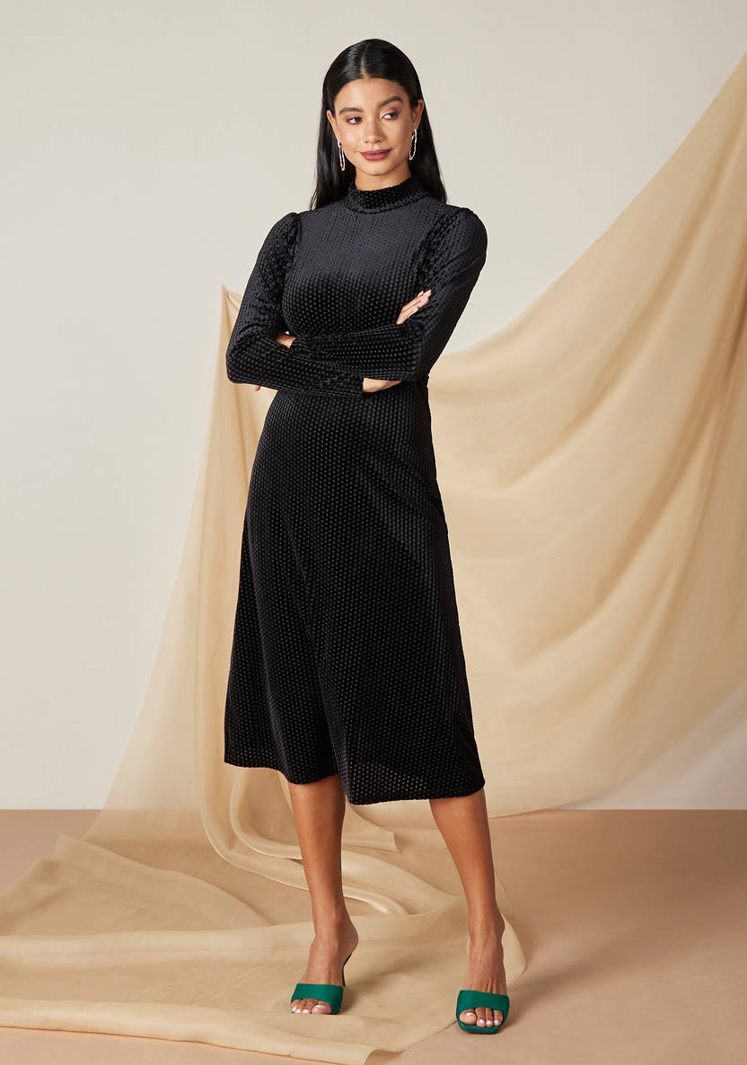 Women’s Textured Velour Midi Dress