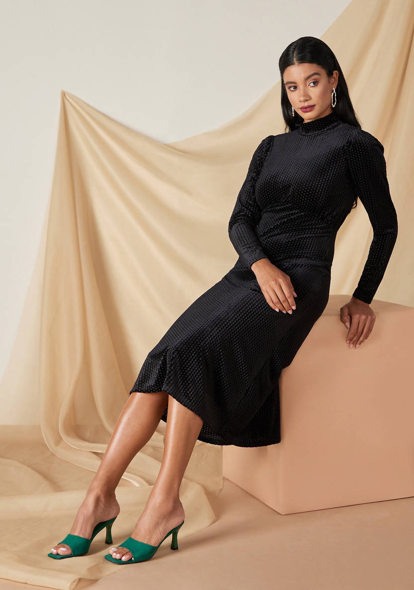 Women’s Textured Velour Midi Dress