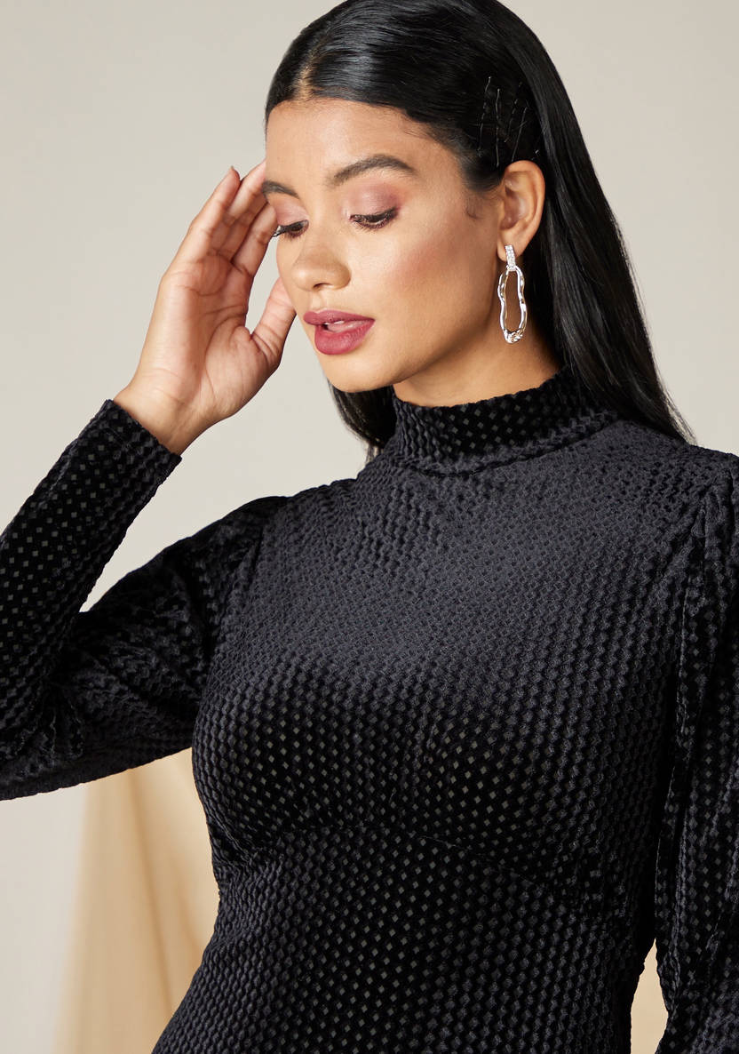 Women’s Textured Velour Midi Dress