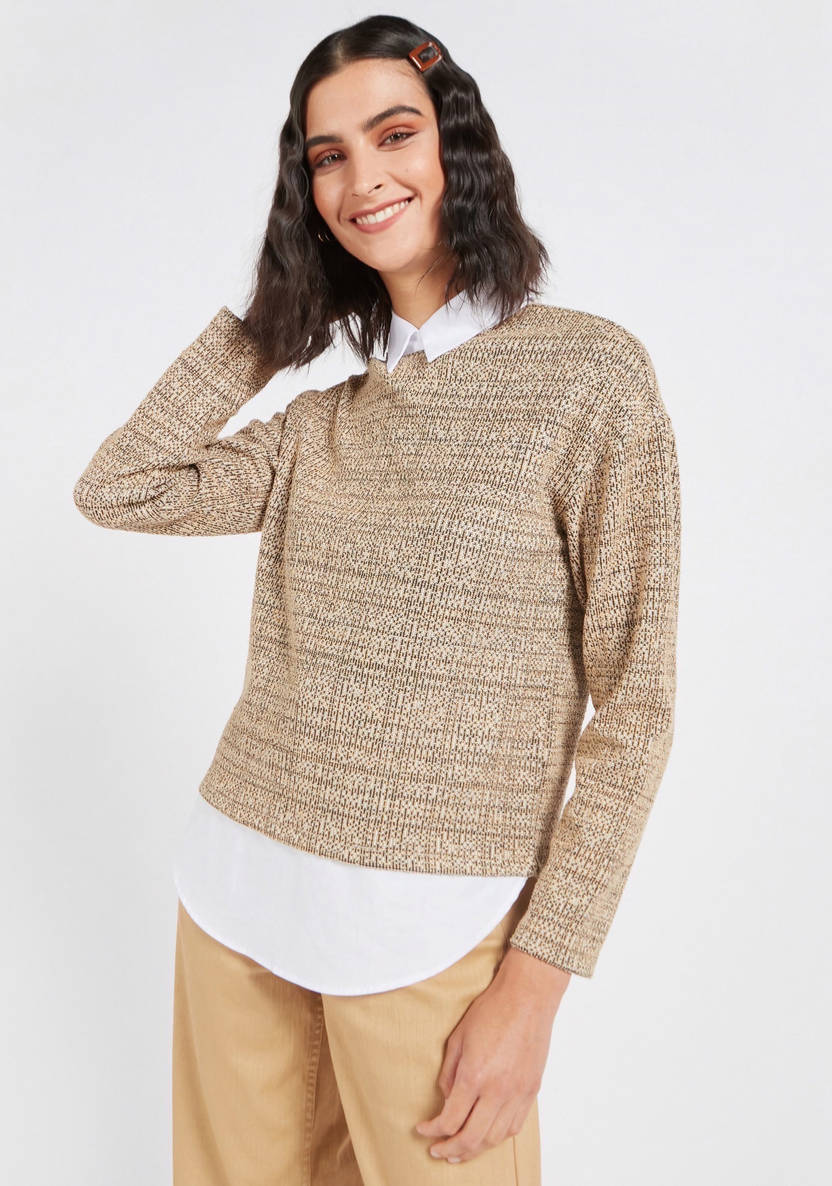 Women’s Textured 2-in-1 Collared Top