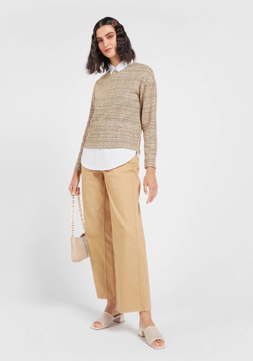 Women’s Textured 2-in-1 Collared Top
