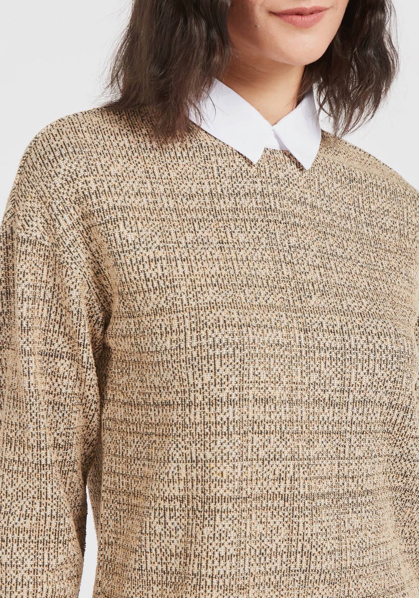 Women’s Textured 2-in-1 Collared Top