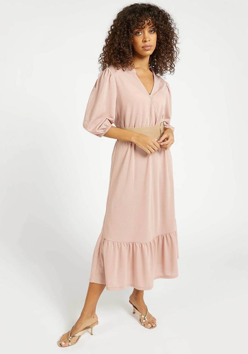 Women’s Multi-Layered Midi Dress (3/4 Sleeves)