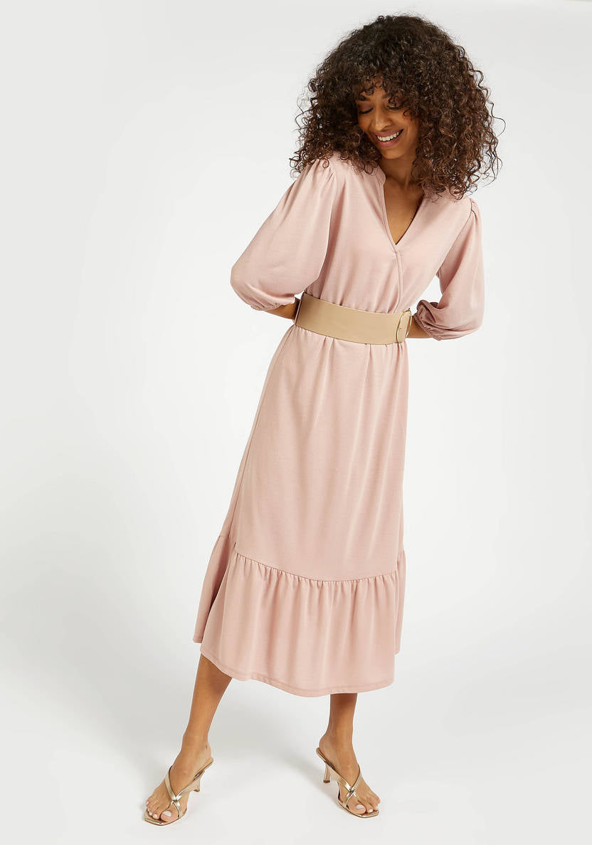 Women’s Multi-Layered Midi Dress (3/4 Sleeves)