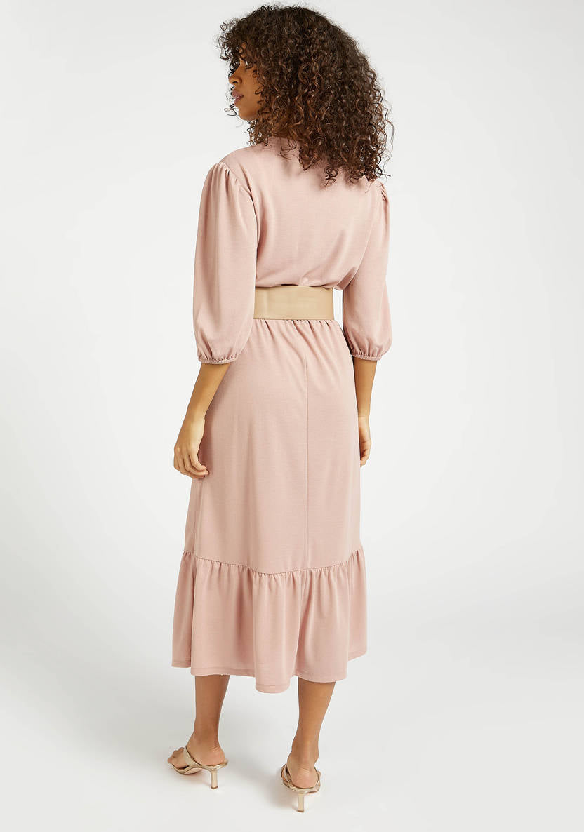 Women’s Multi-Layered Midi Dress (3/4 Sleeves)
