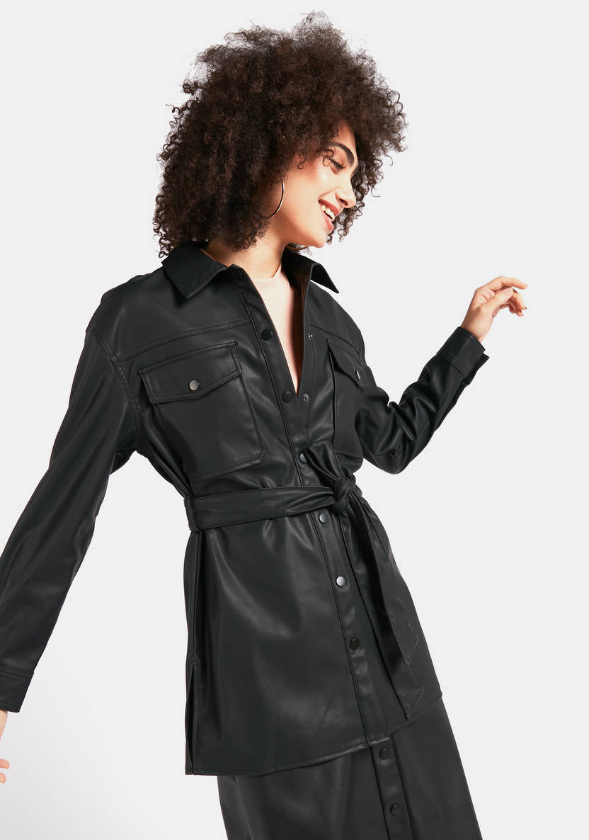 Women’s Matte Faux-Leather Jacket
