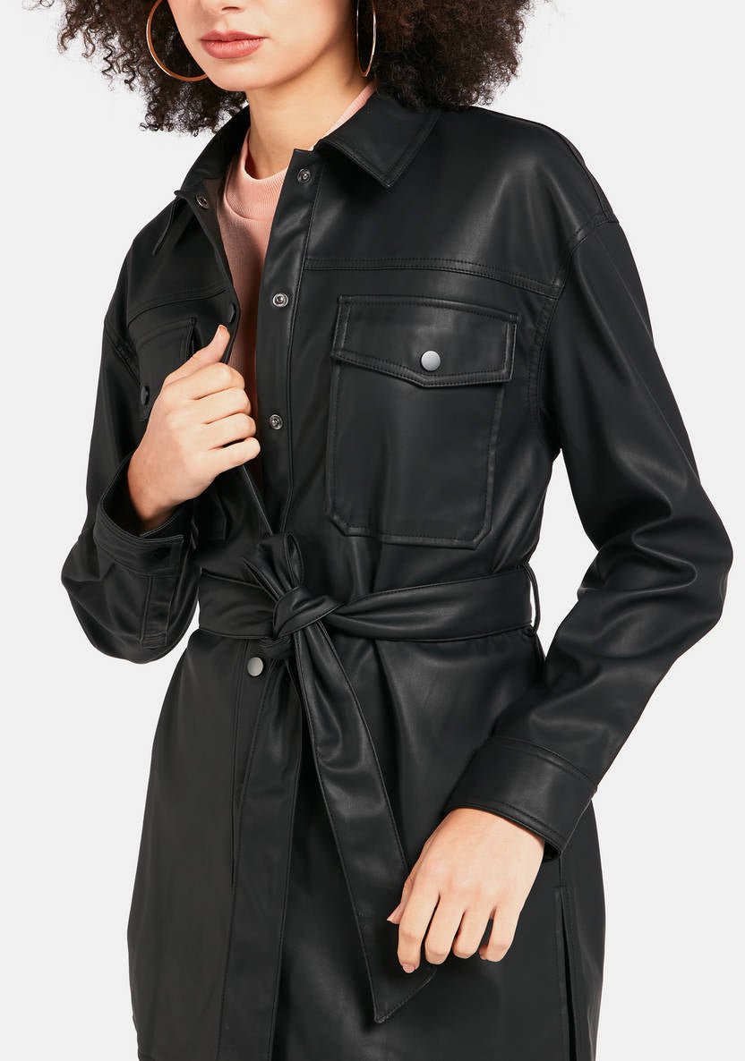 Women’s Matte Faux-Leather Jacket