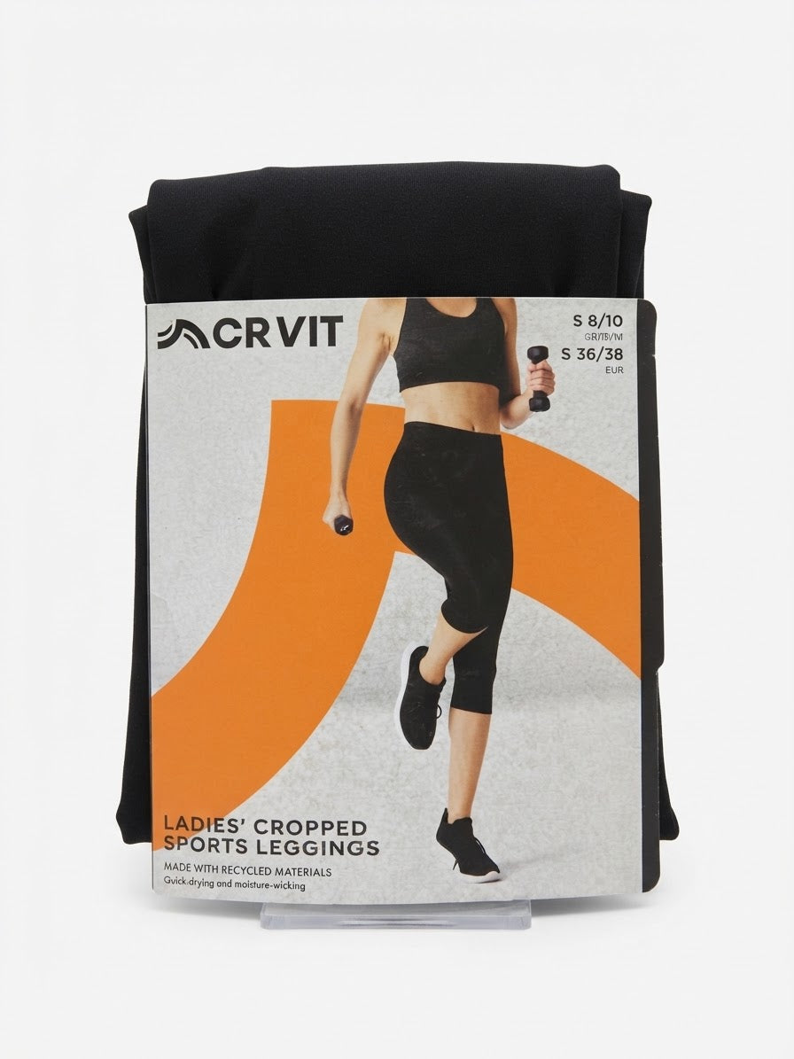 CRIVIT Women’s Cropped Sports Leggings (Black)