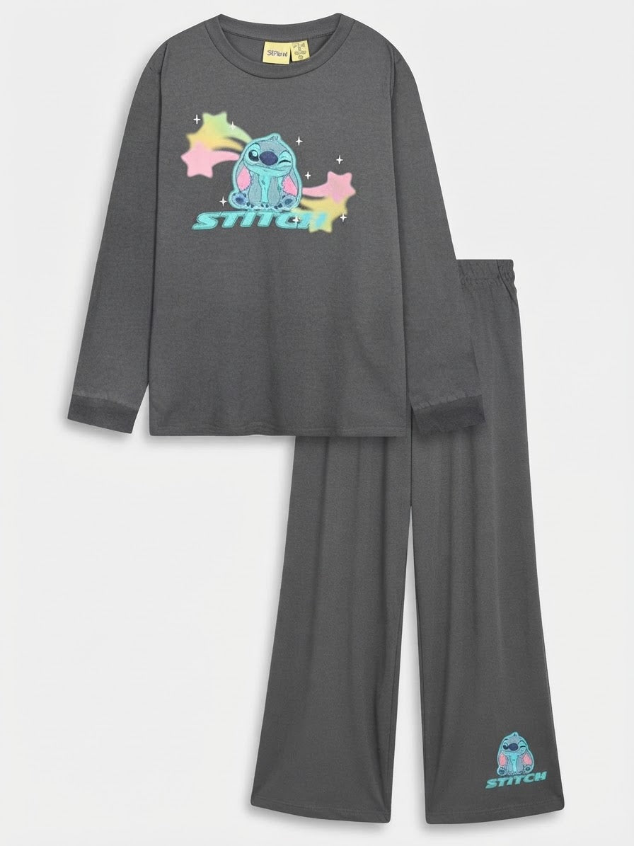 Girls’ Long Cotton Pajama Set, 2 pcs - Stitch