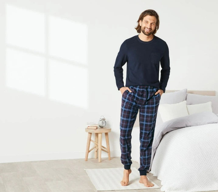LIVERGY Men’s Fleece Pajama Set (Navy/Blue)