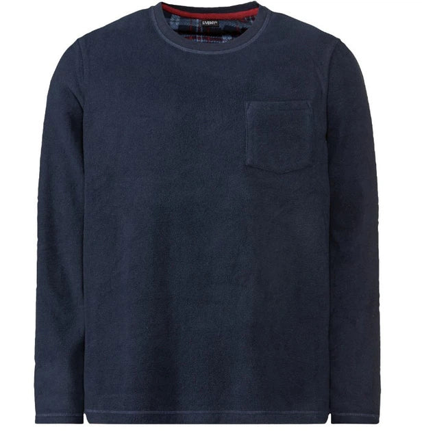 LIVERGY Men’s Fleece Pajama Set (Navy/Blue)