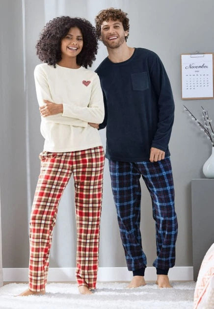 LIVERGY Men’s Fleece Pajama Set (Navy/Blue)